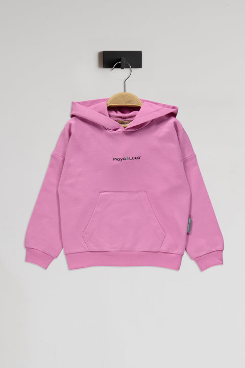 Alice Desenli Pembe Kapüşonlu  Pamuk Sweatshirt Takım