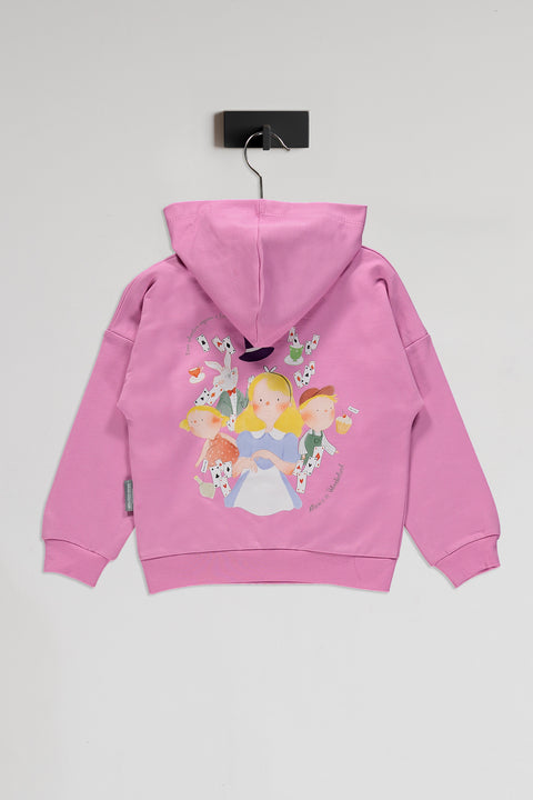 Alice Desenli Pembe Kapüşonlu  Pamuk Sweatshirt Takım